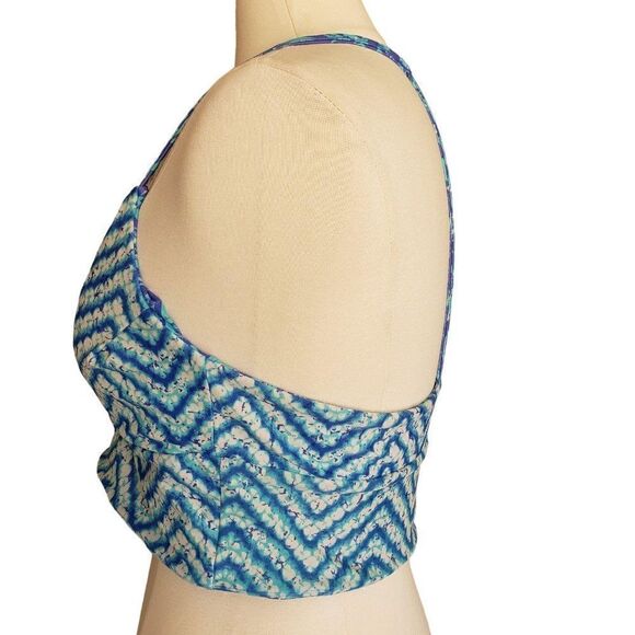 Women's Swimwear Tankini T-Back Beach Blue Reversible V-Neck Bikini Top XL - Picture 9 of 9